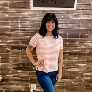 Coral striped tee